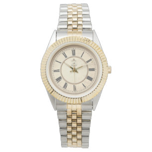 Tweekleurig horloge met vintage klokplaat aan de p