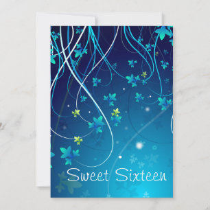 Tweekleurige Blauwe Draaikolken Sweet Sixteen Fees Kaart