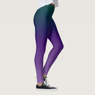 Tweekleurige Blend design-Trendy blauwgroen druif Leggings
