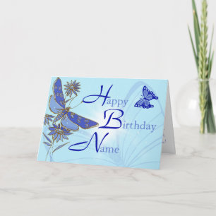 Tweekleurige Blue Butterfly Verjaardag Kaart