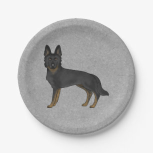 Tweekleurige Duitse Herdershond Mooie Cartoon GSD Papieren Bordje