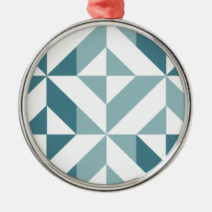 Tweekleurige geometrische ZigZag in groen en turqu Metalen Ornament