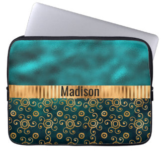 Tweekleurige metaalglans gepersonaliseerde elegant laptop sleeve