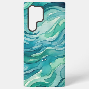 Tweekleurige waterverf oceaan golven samsung galaxy hoesje