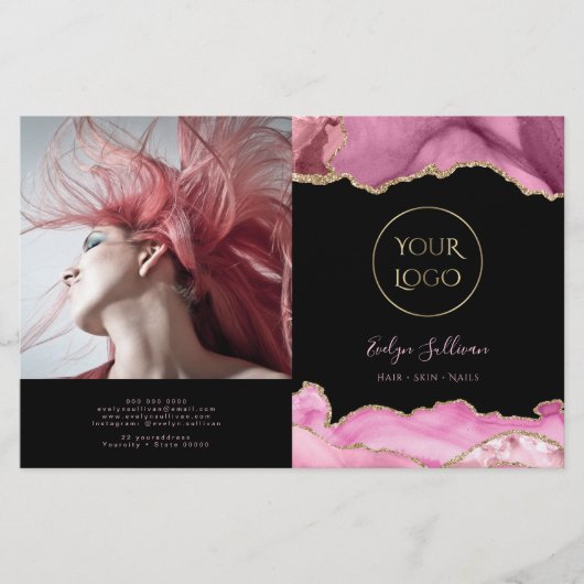 tweeledige brochure warme roze agate (Voorkant)