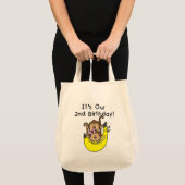 Tweeling Aap Jongen en Meisje 2e Verjaardag Tote Bag (Voorkant (product))