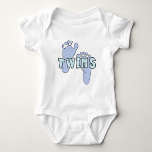 Tweeling baby jongen voetafdrukken bodysuit