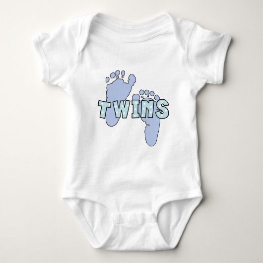 Tweeling baby jongen voetafdrukken bodysuit (Voorkant)
