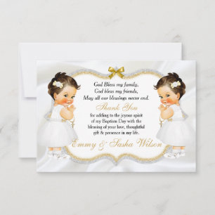 Tweeling Baby Meisje Doop Gouden Kruis Bedankt