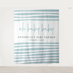 Tweeling baby shower blauwe moderne typografie fee wandkleed