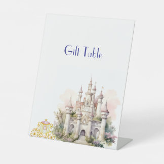 Tweeling Baby Shower Kasteel en Koets  Reclamebord Met Voetstuk