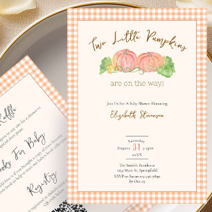 Tweeling Baby Shower Little Pumpkins Dubbelzijdig Kaart