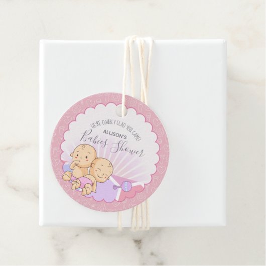 Tweeling Baby shower Meisjes ID642 Bedankjes Labels (In situ)