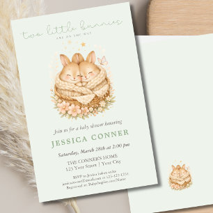 Tweeling Baby Shower Twee Kleine Konijnen Waterver Flyer