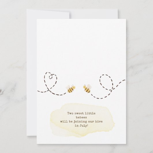 Tweeling Baby Shower van de Zoete Hommel Kaart (Achterkant)