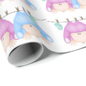 Tweeling babyjongen en meisje op de lijn cadeaupapier (Rol Hoek)