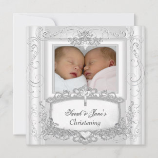 Tweeling babymeisje of -jongen doop doopsel wit aankondiging