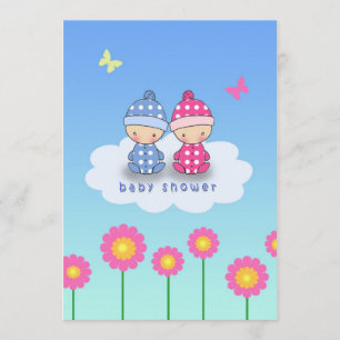 Tweeling Babyshower Uitnodiging