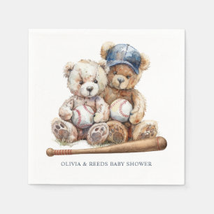 Tweeling Baseball Teddyberen Baby Shower Servet