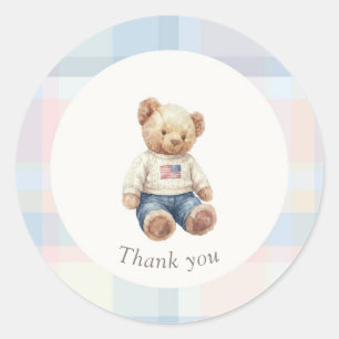 Tweeling Beary Eerste Verjaardag Jongen Ronde Sticker