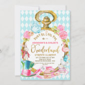 Tweeling Blauw Kijk Alice In Onederland Verjaardag Kaart (Voorkant)