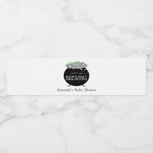 Tweeling brouwt Halloween Baby shower Waterfles Etiket (Enkel label)