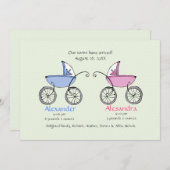Tweeling Carriages Baby geboorteaankondiging Aankondiging (Voorkant / Achterkant)