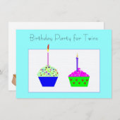 Tweeling Cupcake Verjaardag uitnodiging (Voorkant / Achterkant)