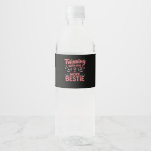 Tweeling Dag Vrienden Matching Twinning Werk Besti Waterfles Etiket