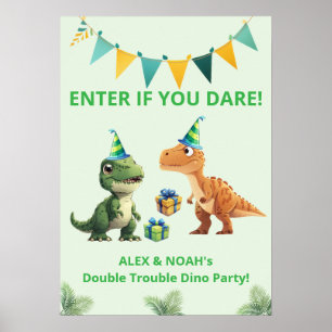 Tweeling Dinosaur Diner Poster   Binnenkomen als j