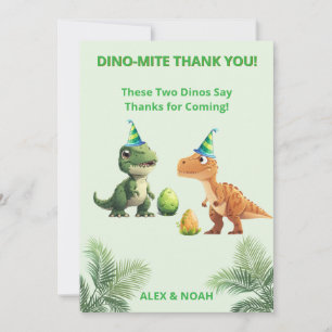 Tweeling Dinosaur Verjaardag Dank Je Kaart Dino-