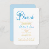 Tweeling doop of doop blauw gouden kruis kaart (Voorkant / Achterkant)