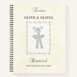 Tweeling Doop op Geel 2 Kruizen Gepersonaliseerd Notitieboek