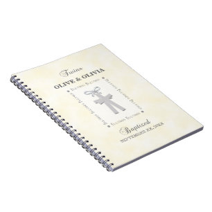 Tweeling Doop op Geel 2 Kruizen Gepersonaliseerd Notitieboek