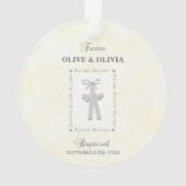 Tweeling Doop op Geel 2 Kruizen Gepersonaliseerd Ornament (achterkant)