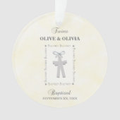 Tweeling Doop op Geel 2 Kruizen Gepersonaliseerd Ornament (voorkant)