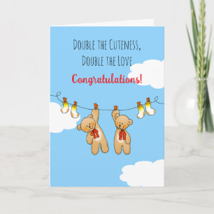 Tweeling Dubbel de Cute Congratulations Kaart
