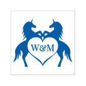 Tweeling Eenhoorns Hart 2 Initiaal Koppel Monogram Zelfinktende Stempel (Design)