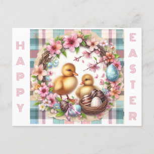 Tweeling Eerste Pasen Waterverf Twee Ducklings Briefkaart