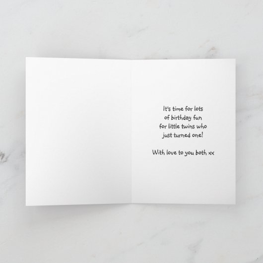 Tweeling eerste verjaardag Kaart - Twee kleine pon (Binnen)