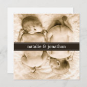 Tweeling Foto Geboorteaankondiging Aankondiging (Voorkant / Achterkant)