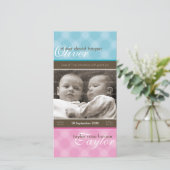 TWEELING FOTO GEBOORTEAANKONDIGING :: harmonie 1P Aankondiging (Staand voorkant)