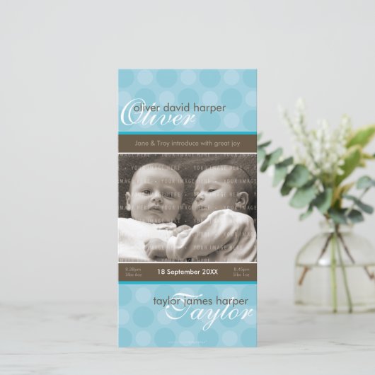 TWEELING FOTO GEBOORTEAANKONDIGING :: harmonie 5P Aankondiging