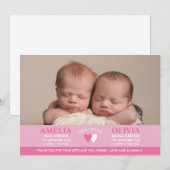Tweeling geboorteaankondiging/bedankkaart aankondiging (Voorkant / Achterkant)