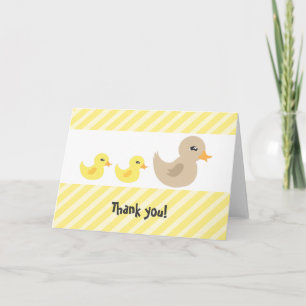 Tweeling Gender Neutral Duck Striped Baby shower Bedankkaart