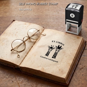 Tweeling Giraffe Ex Libris Safari Boekmerk  Zelfinktende Stempel