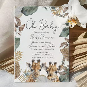 Tweeling Giraffe Jungle Wild Details Baby Shower Kaart