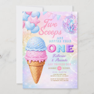 Tweeling Glitter Pastel Regenboog Ijs Verjaardag Kaart