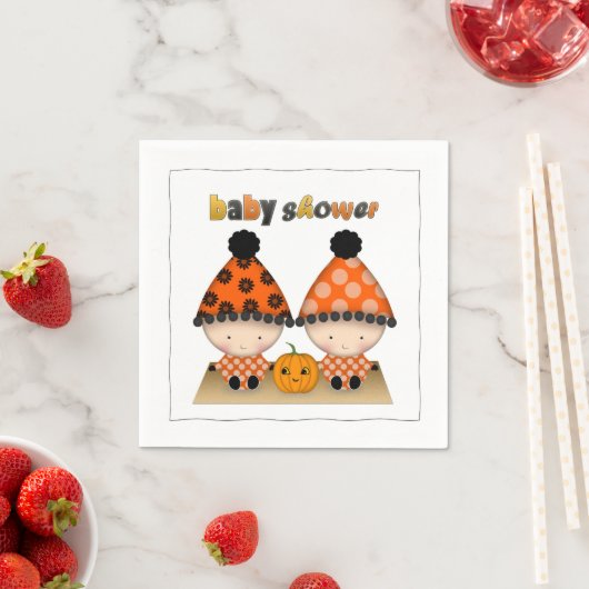 Tweeling Herfst Herfst Halloween Baby shower Servetten (Insitu)