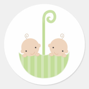 Tweeling in Paraplu Ronde Sticker